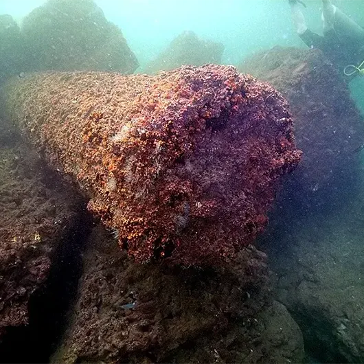 A scenic view of underwater remains of Lighthouse of Alexandria A scenic view of underwater remains of Lighthouse of Alexandria