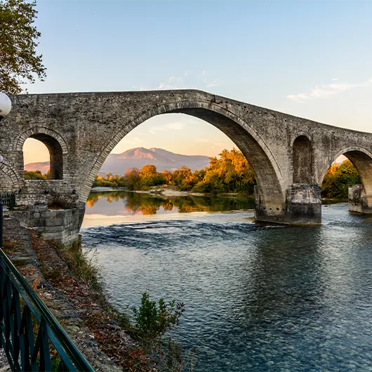 A scenic view of the Bridge of Arta A scenic view of the Bridge of Arta