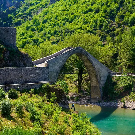 A scenic view of the famous stone Bridge of Konitsa A scenic view of the famous stone Bridge of Konitsa