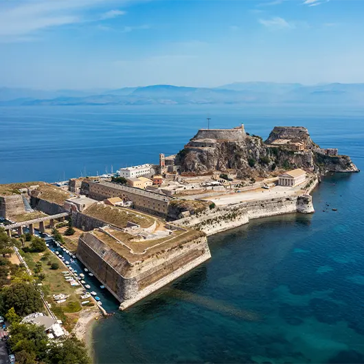 A scenic view of the old Venetian fortress of Corfu town A scenic view of the old Venetian fortress of Corfu town