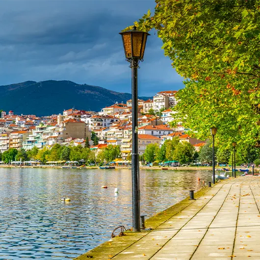 A scenic view of waterfront of Kastoria A scenic view of waterfront of Kastoria