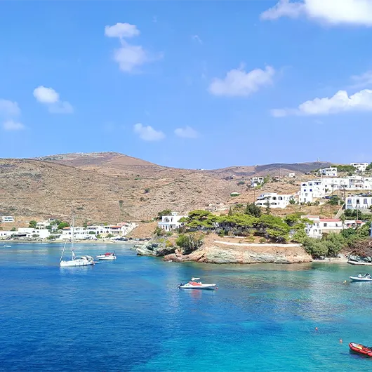 A scenic view of Ammoudaki beach A scenic view of Ammoudaki beach