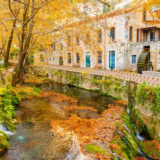 A scenic view of the Springs of Krya and Herkyna River in Livadia A scenic view of the Springs of Krya and Herkyna River in Livadia