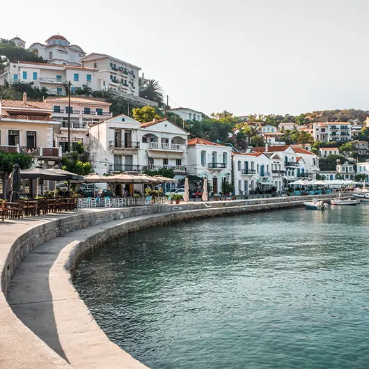 A scenic view of seaport of the Evdilos village of the island of Ikaria A scenic view of seaport of the Evdilos village of the island of Ikaria