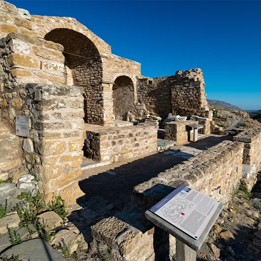 A scenic view of the archaeological site of Agios Georgios Monastery at the castle of Skyros A scenic view of the archaeological site of Agios Georgios Monastery at the castle of Skyros