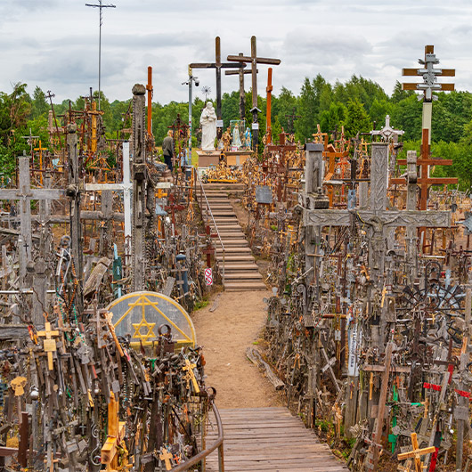 Scenic view of Hill of Crosses Scenic view of Hill of Crosses
