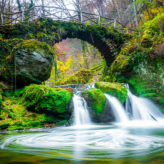 Scenic view of Schiessentümpel Waterfall Scenic view of Schiessentümpel Waterfall