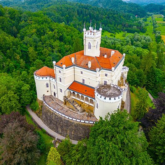 Scenic view of Trakošćan Castle Scenic view of Trakošćan Castle