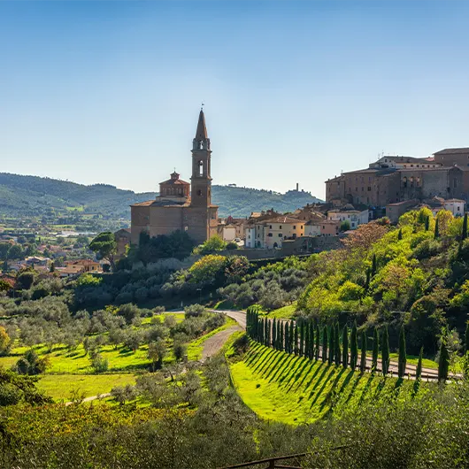 A scenic view of Castiglion Fiorentino and the Collegiata di San Giuliano church A scenic view of Castiglion Fiorentino and the Collegiata di San Giuliano church