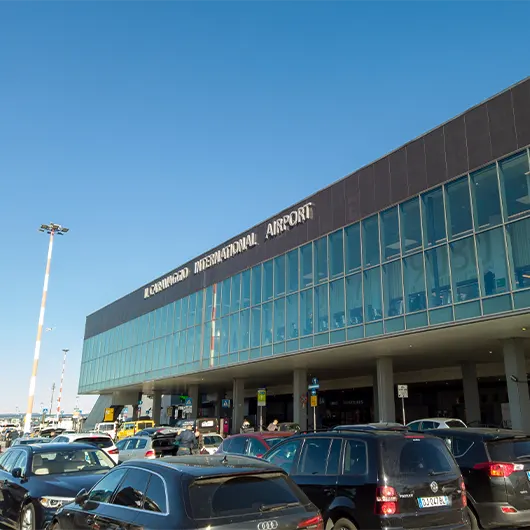 A scenic view of exterior of the Milan Bergamo international airport A scenic view of exterior of the Milan Bergamo international airport