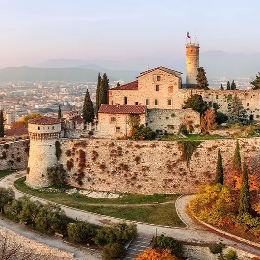 A scenic view of medieval fortress Castello di Brescia A scenic view of medieval fortress Castello di Brescia