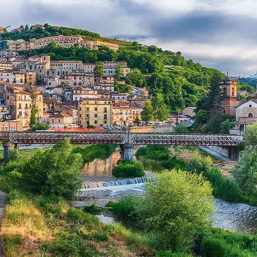 A scenic view of Old Town with the Crathis and Busento Rivers A scenic view of Old Town with the Crathis and Busento Rivers