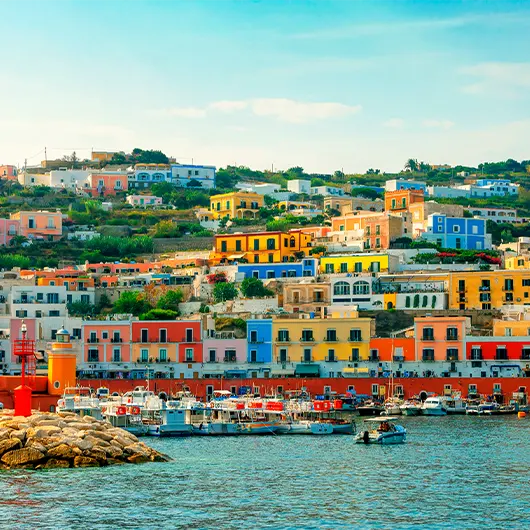 A scenic view of the harbor and port at Ponza A scenic view of the harbor and port at Ponza