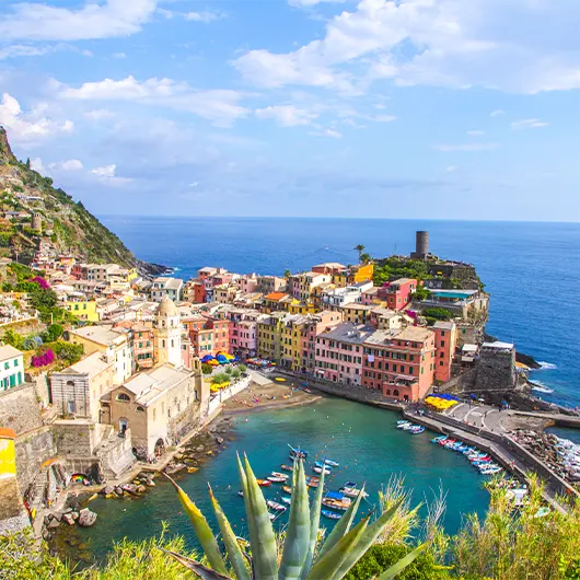 A scenic view of Picturesque coastal village A scenic view of Picturesque coastal village