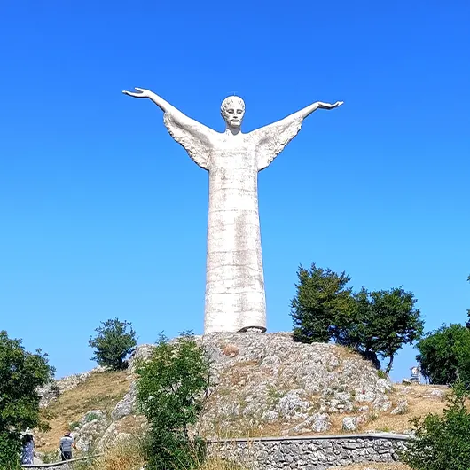 A scenic view of Mount of Christ the Redeemer in Maratea A scenic view of Mount of Christ the Redeemer in Maratea