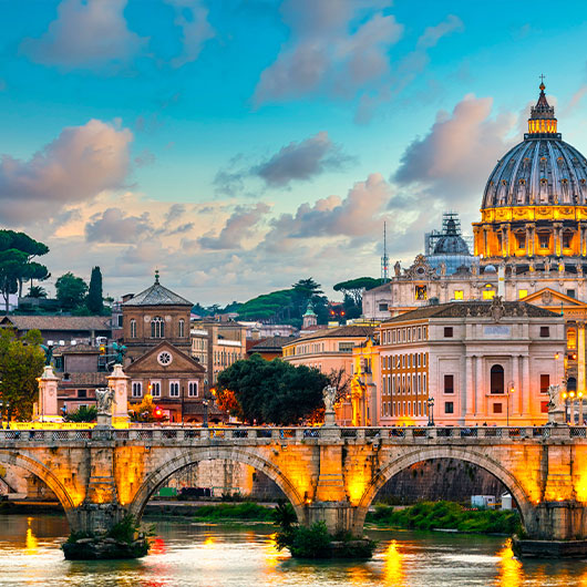 St.Peter's Basilica and Ponte Vittorio Emanuele II Bridge in Vatican St.Peter's Basilica and Ponte Vittorio Emanuele II Bridge in Vatican