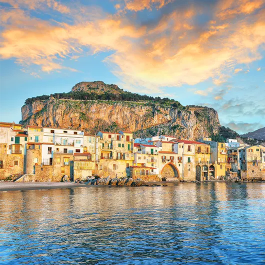 A scenic view of Cefalu city A scenic view of Cefalu city