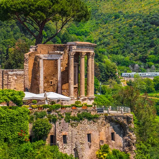 A scenic view of the Temple of Vesta of Circular Temple A scenic view of the Temple of Vesta of Circular Temple