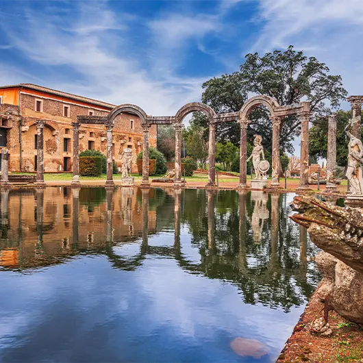 A scenic view of Hadrian's Villa at the Canopus A scenic view of Hadrian's Villa at the Canopus