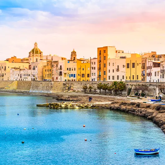 A scenic view of Trapani panoramic view of harbor A scenic view of Trapani panoramic view of harbor