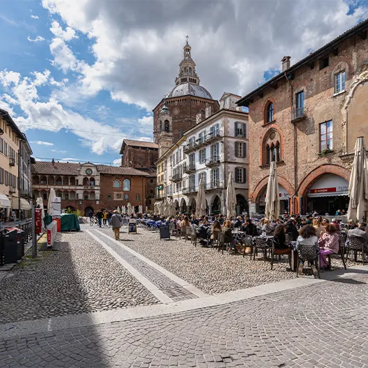 A scenic view of Piazza della Vittoria in Pavia historic center A scenic view of Piazza della Vittoria in Pavia historic center