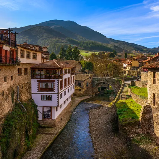 A Scenic View of Mountain village of Potes A Scenic View of Mountain village of Potes