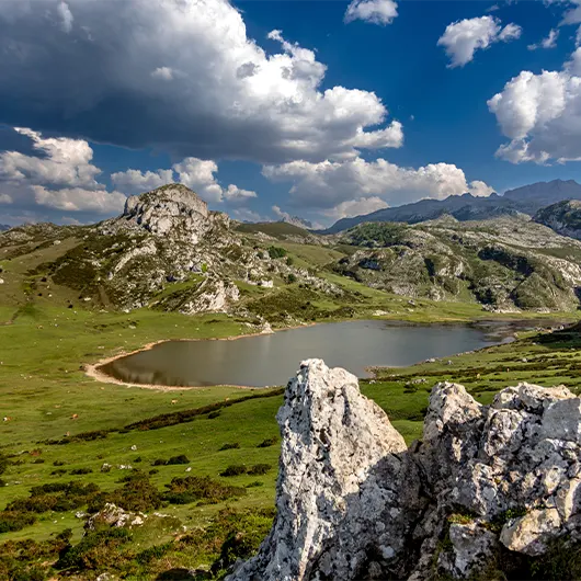 A Scenic View of National Park Picos de Europa, Lakes of Covadonga A Scenic View of National Park Picos de Europa, Lakes of Covadonga