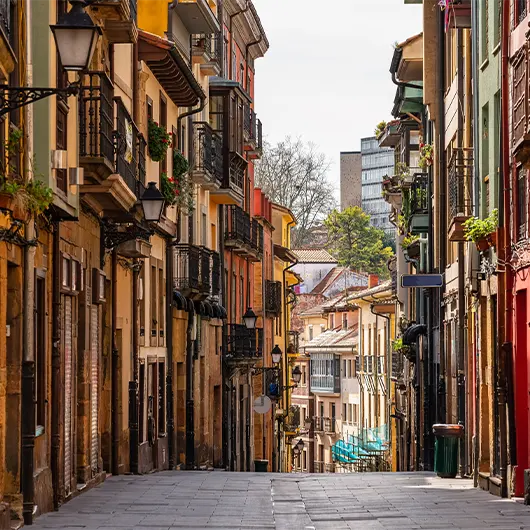 A Scenic View of old buildings in the old town of the monumental city of Oviedo A Scenic View of old buildings in the old town of the monumental city of Oviedo