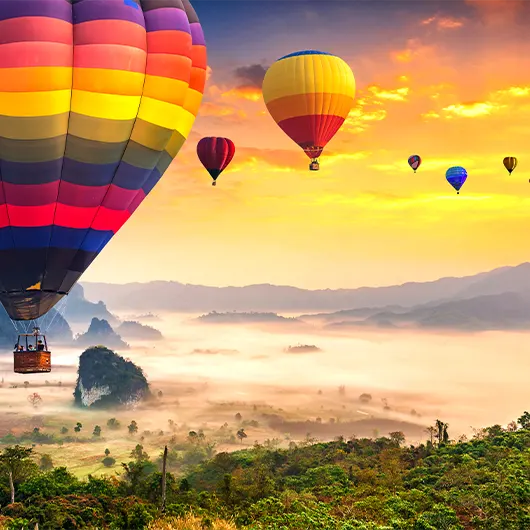 Hot air balloons Hot air balloons soaring over Thailand