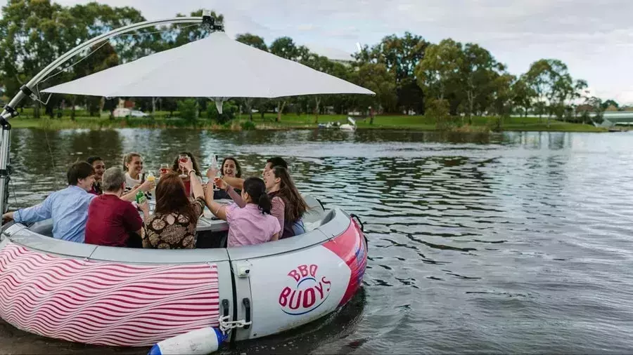Float down the river on a BBQ Buoy