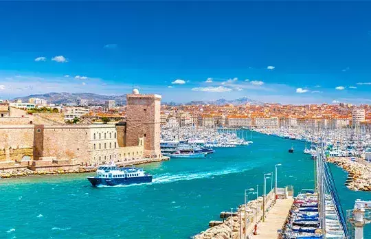Saint Jean Castle and Cathedral de la Major and the Vieux port in Marseille