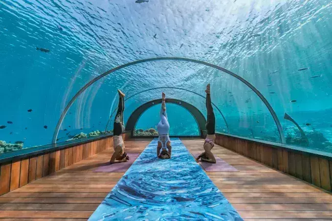 Underwater yoga studio in hurawalhi
