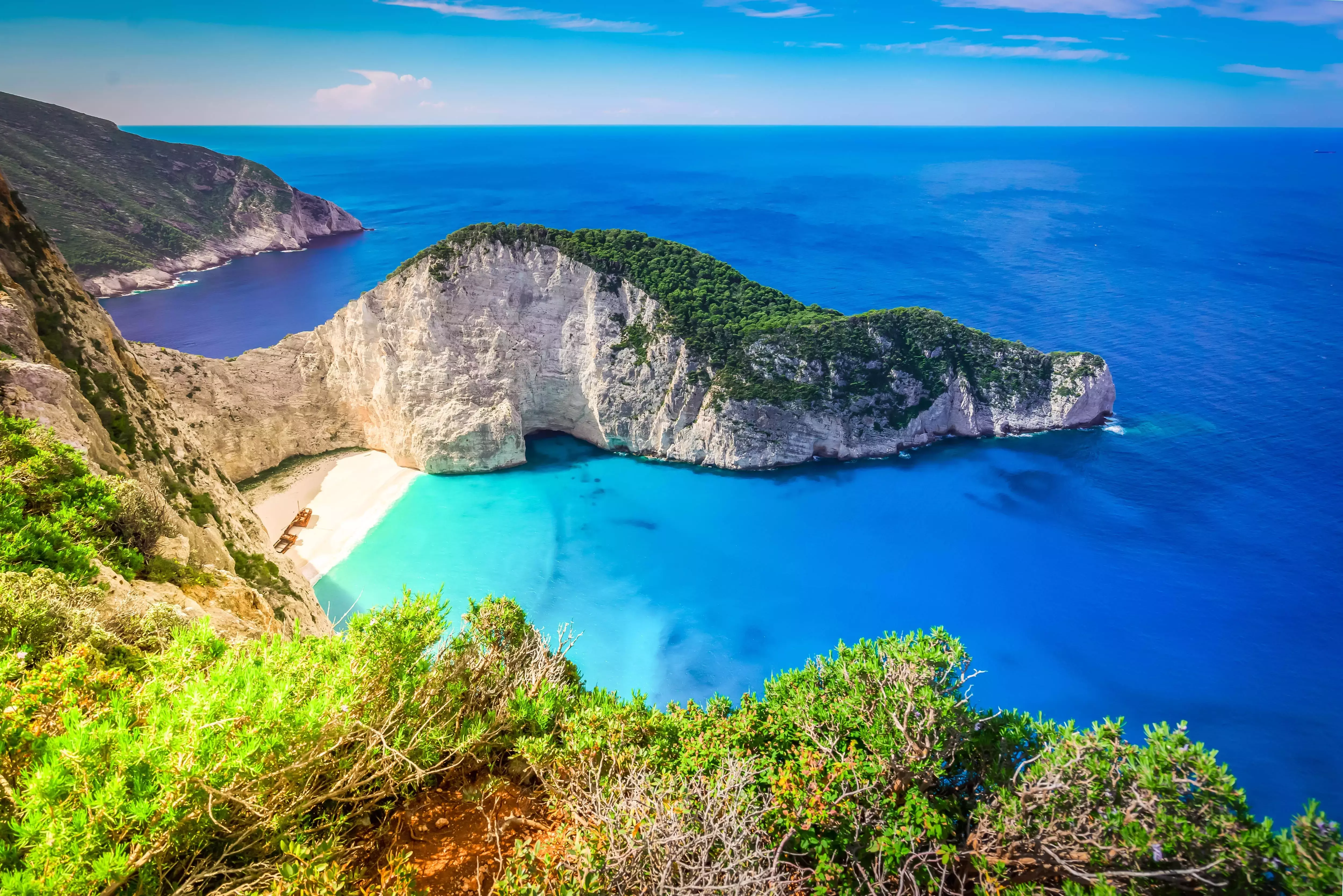 Shipwreck Beach in Zante is one of Greece's most well-known.