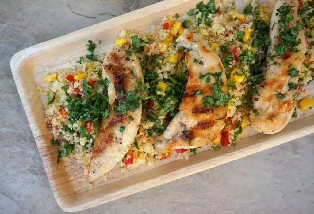 Coriander and lemon couscous peppers