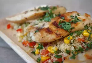 Sweetcorn, Coriander & Lemon Couscous With Chargrilled Chicken