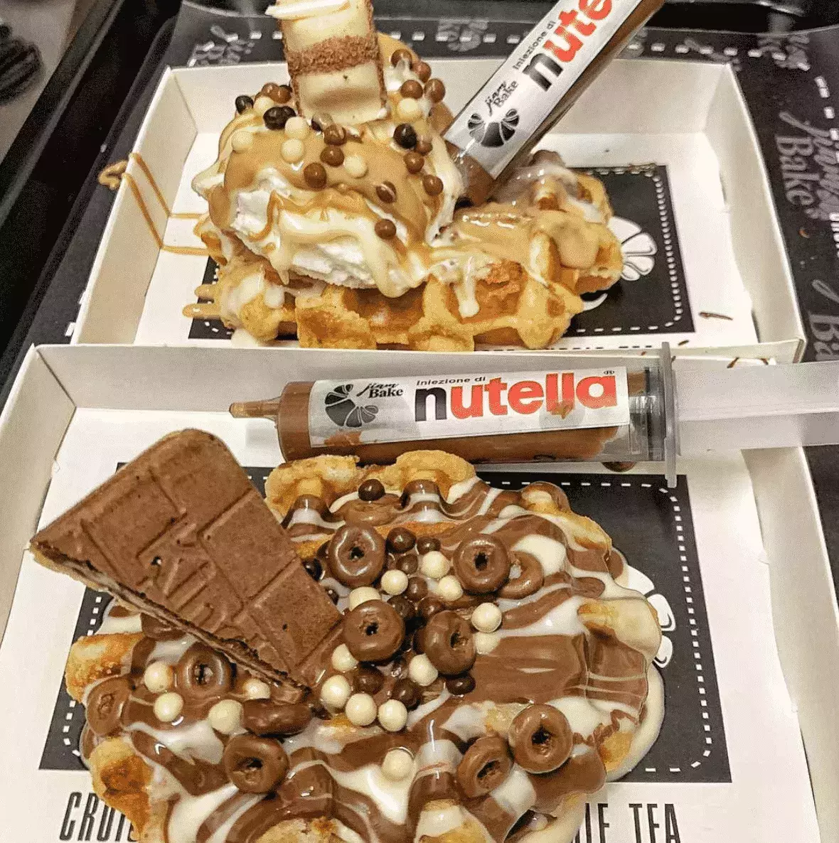 Waffles With A Nutella Syringe