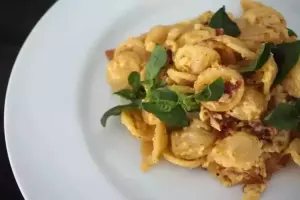 Simple Orecchiette Pasta Carbonara
