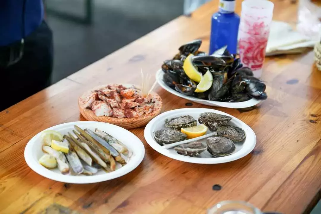 Oysters, mussels and octopus among other seafood dishes at Festa do Marisco in Galicia, Spain