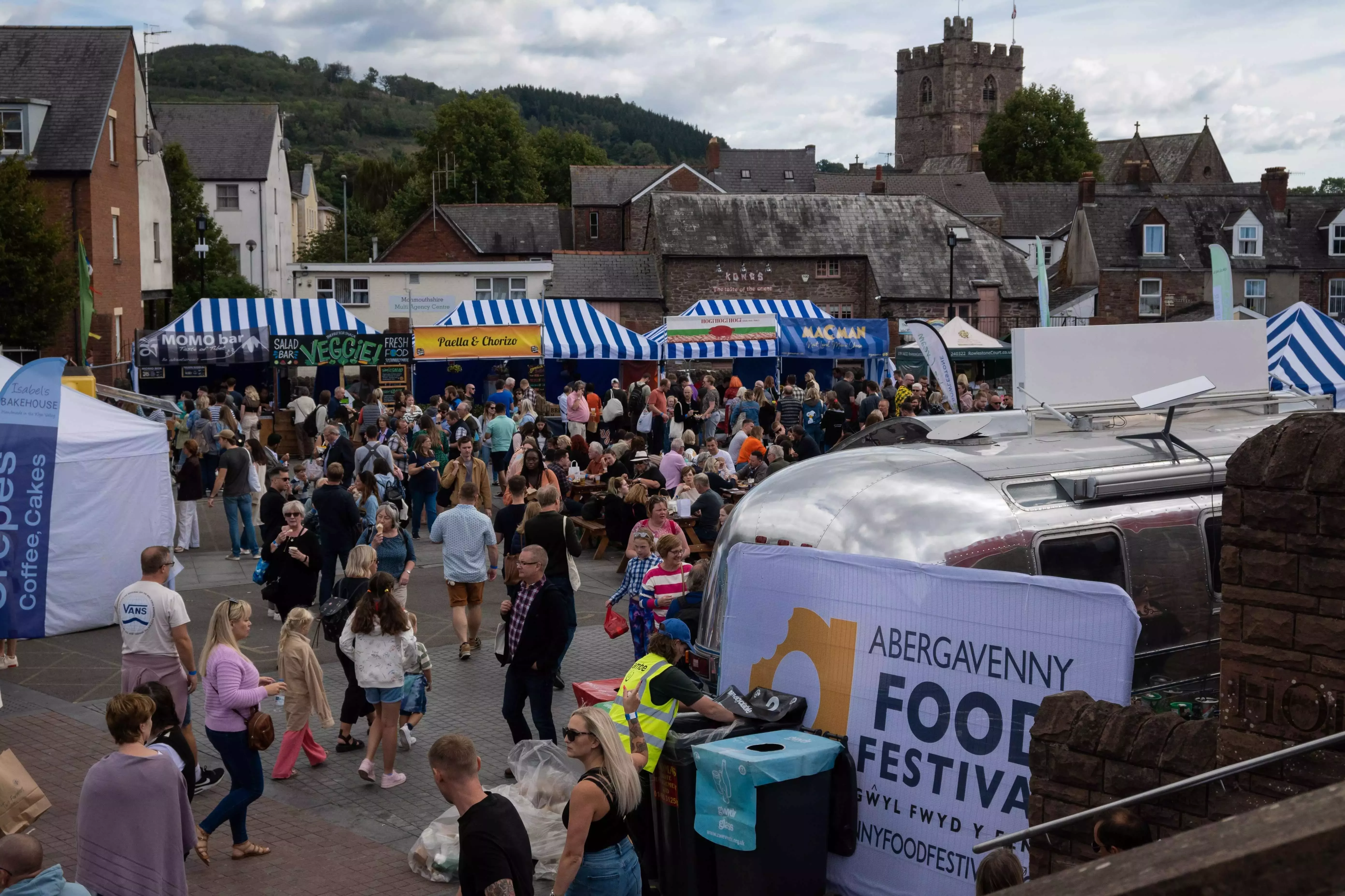 Street food stalls at the annual Abergavenny Food Festival, held every September