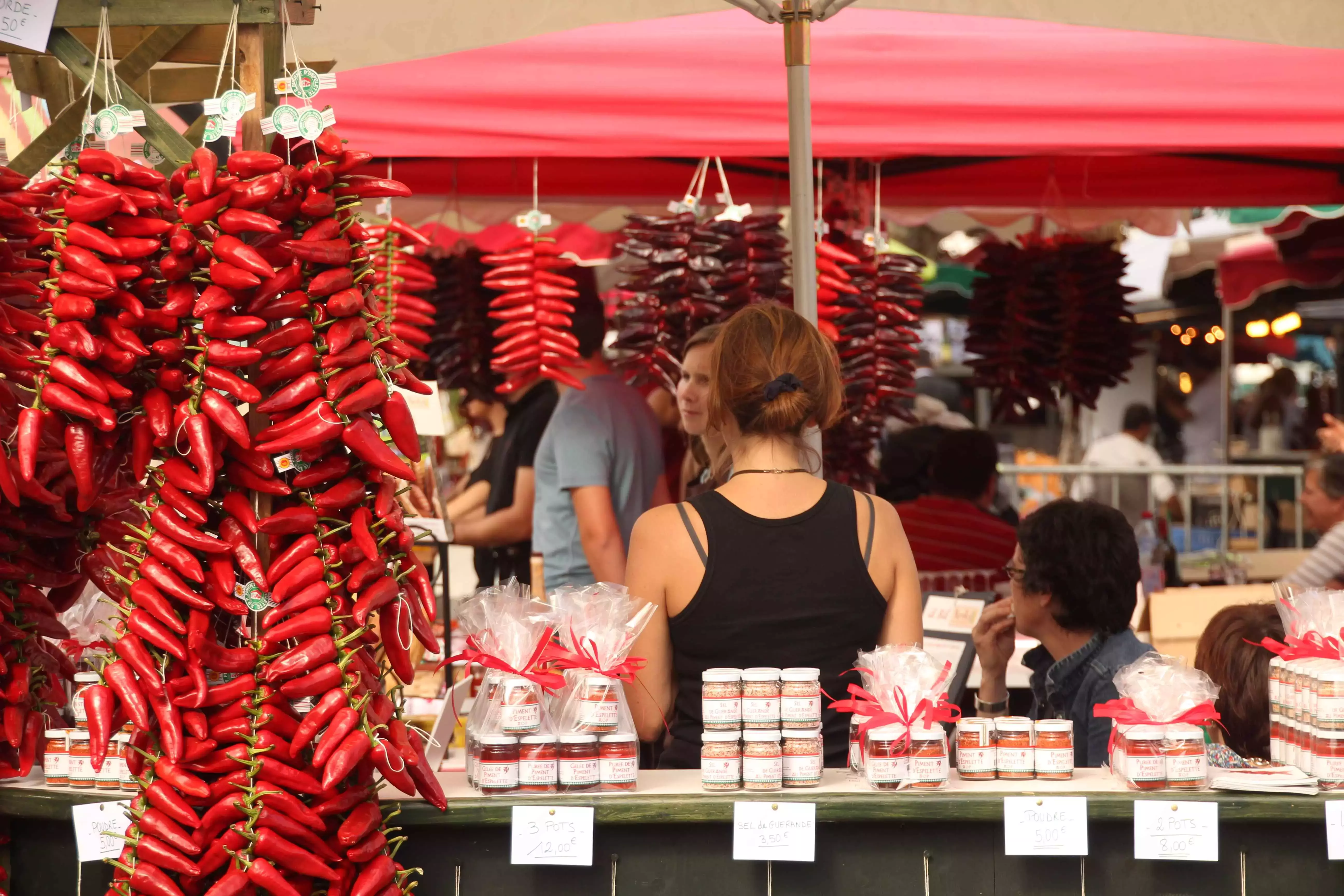 Peppers drying in the sun at the Espelette Pepper Festival in France.