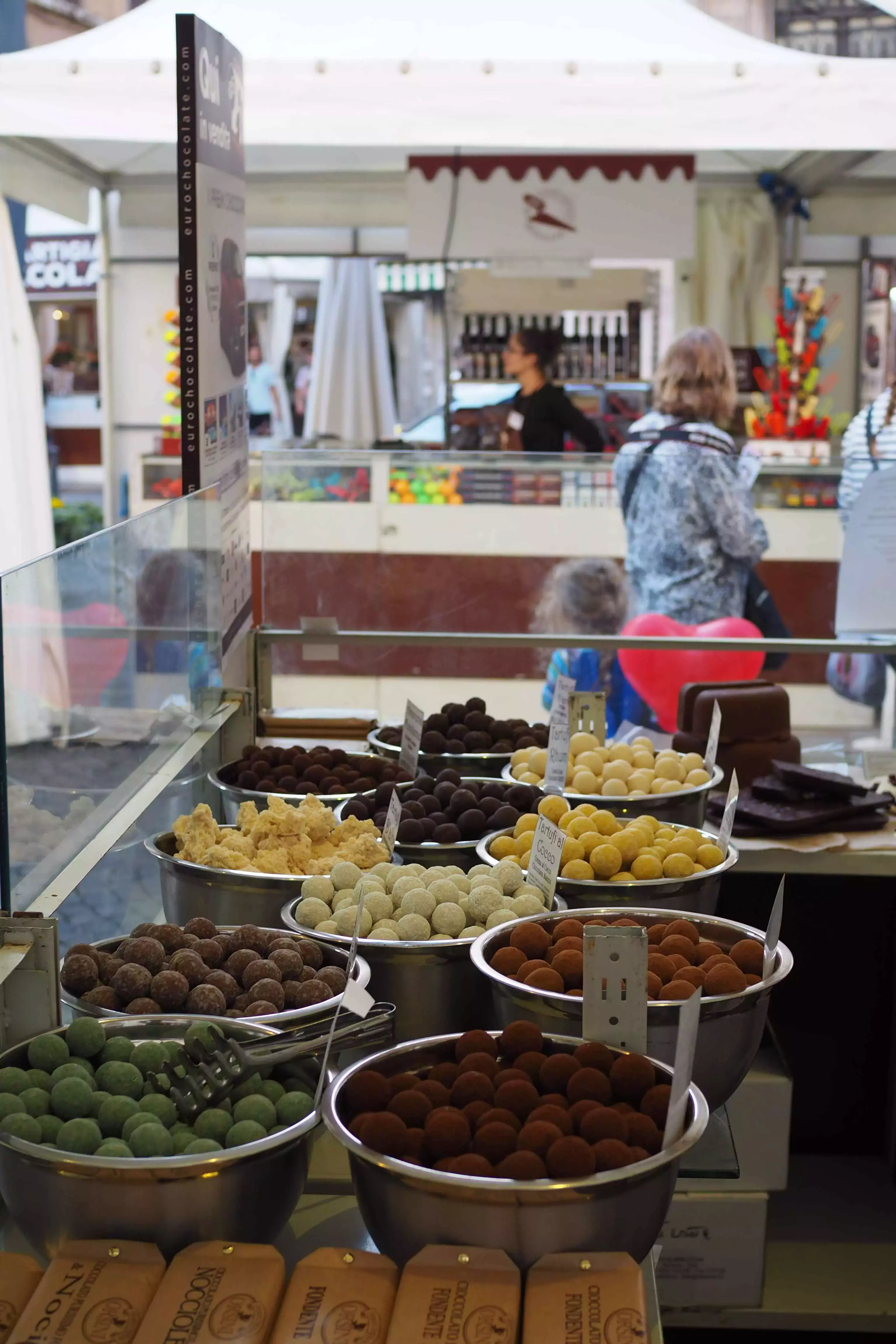 A variation of chocolate at the Eurochocolate festival in Perugia, Italy.