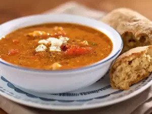 Rich Red Pepper, Goat Cheese & Cherry Tomato Soup