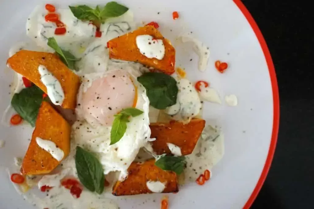 Squash With Poached Eggs recipe