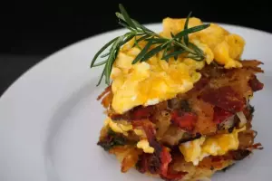 Chorizo & Rosemary Rosti With Cheesy Eggs