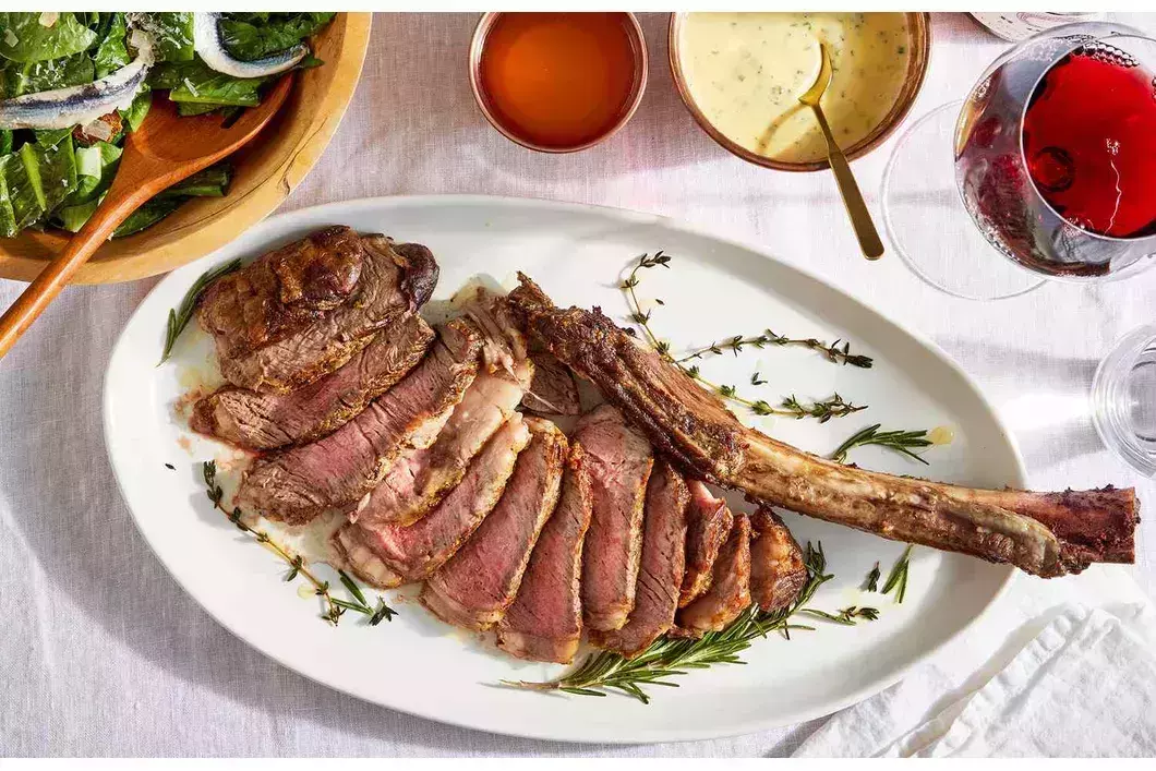 1. American Tomahawk Ribeye With Spicy Barbecue Relish