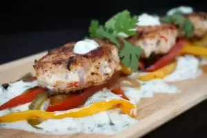Zingy Turkey Burgers With Peppers & Zesty Yoghurt