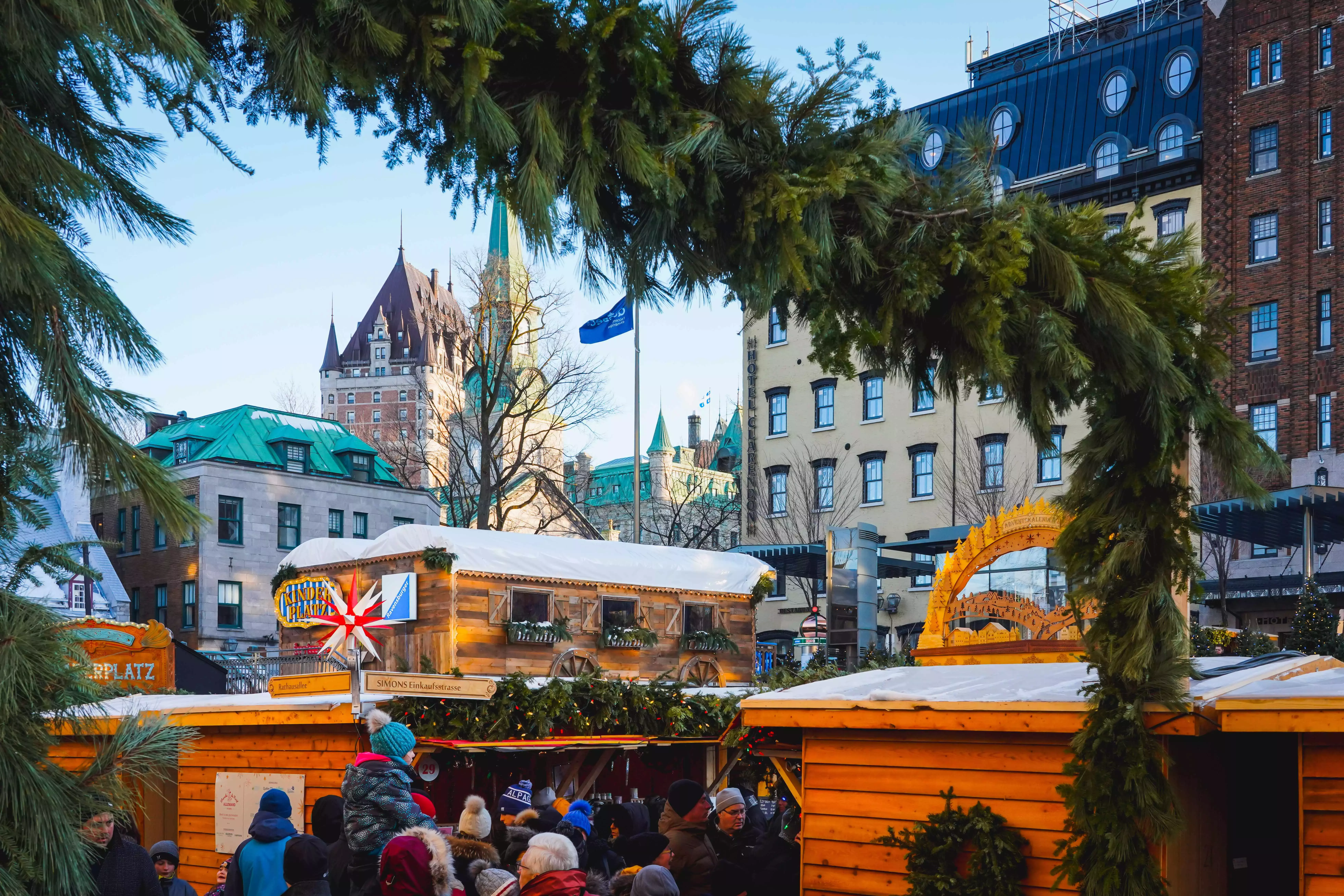 Shoppers at the Quebec City Christmas Market