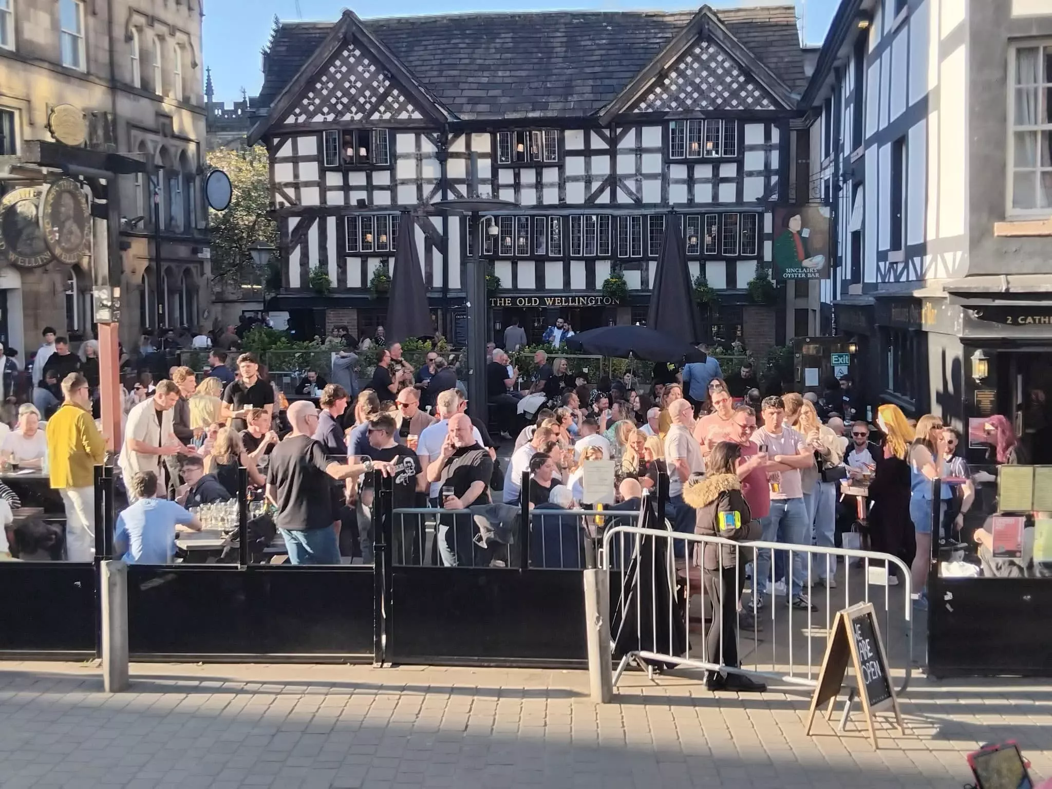 A sunny Friday afternoon at Sinclair's Oyster Bar, Manchester.