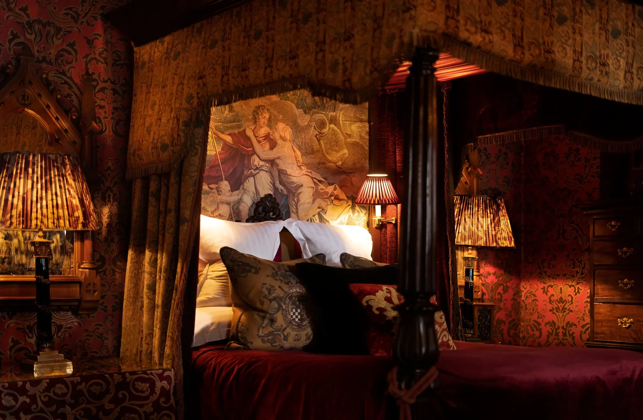 Darkly lit room at the Witchery hotel, Edinburgh