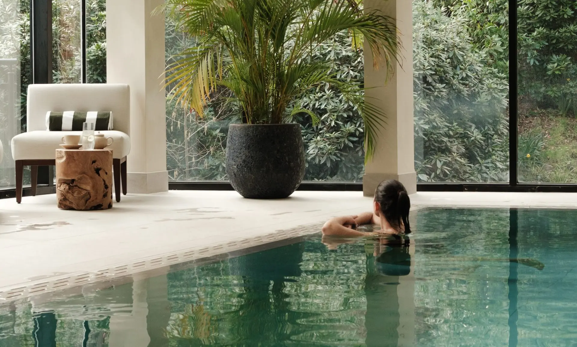 Woman in the pool at Saltmoore hotel and spa, Whitby